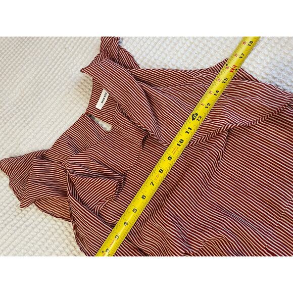 Mid Ref Red Pinstriped Flutter Sleeve Wide Leg Summer Style Jumpsuit Small - Picture 11 of 13